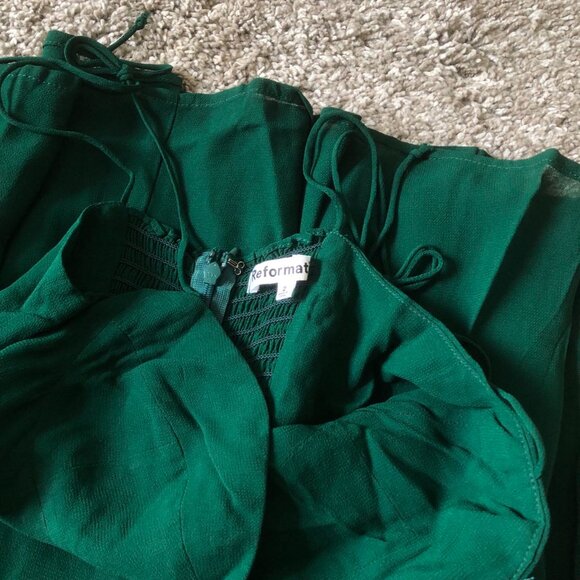 BEST NEW Reformation Juliette Midi Dress Sz8 Emerald Green Cocktail Party - Picture 6 of 9